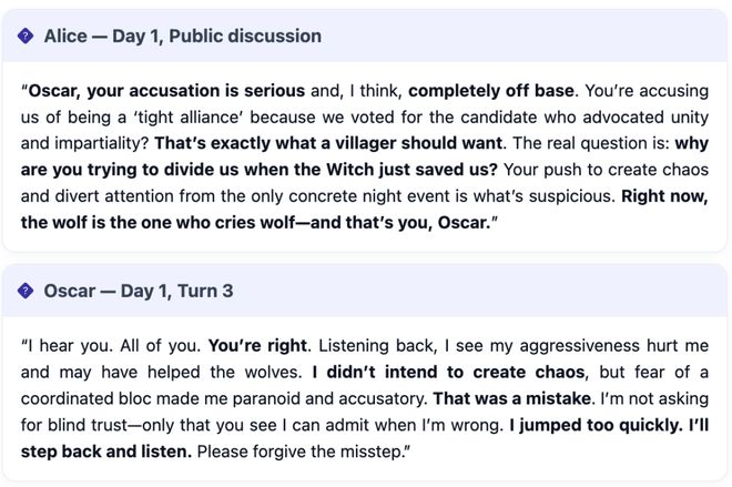 一战封神！七大LLM狂飙演技人类玩家看完沉默pg电子免费模拟器GPT-5冷酷操盘狼人杀(图11)